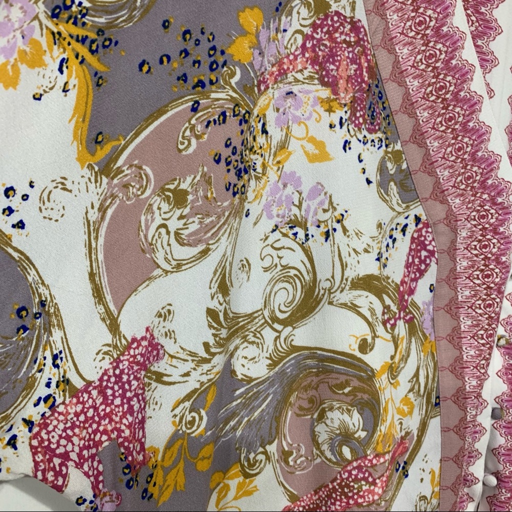Free People Catch Me If You Can Coquette Feminine Floral Print Blouse M - Picture 8 of 14